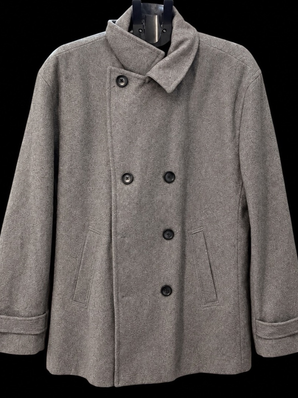 Claiborne Men’s XXL Light Gray Wool Blend Double-Breasted Peacoat NWT